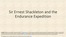 Sir Ernest Shackleton and the Endurance Expedition