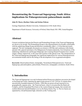 Deconstructing the Transvaal Supergroup, South Africa: Implications for Palaeoproterozoic Palaeoclimate Models