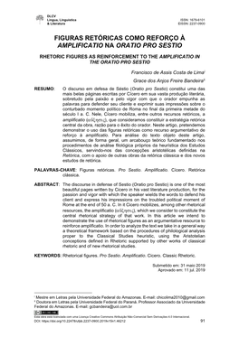 Figuras Retóricas Como Reforço À Amplificatio Na Oratio Pro Sestio