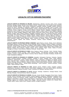 Localita' Zone City Ex Servizio Paccopiu' Luglio 2013