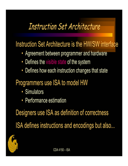 Instruction Set Architecture