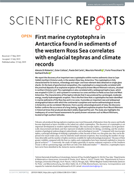 First Marine Cryptotephra in Antarctica Found in Sediments of the Western