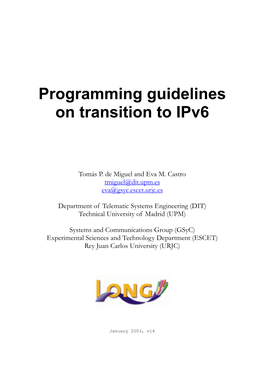 Programming Guidelines on Transition to Ipv6