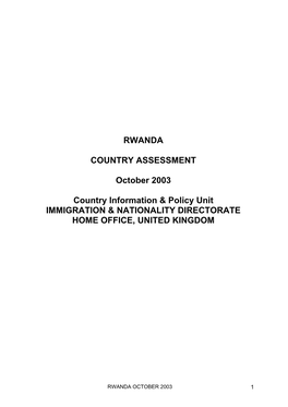 Rwanda: Country Assessment of Information & Policy Unit