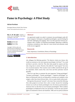 Fame in Psychology: a Pilot Study