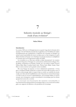 Industrie Musicale Au Sénégal : Étude D'une Évolution