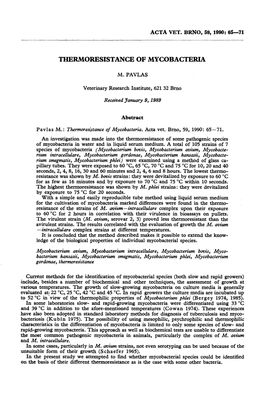 Thermoresistance of Mycobacteria