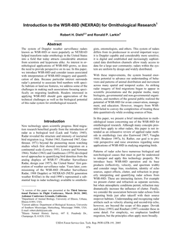 Introduction to the WSR-88D (NEXRAD) for Ornithological Research1