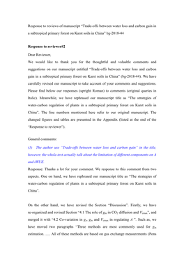 Trade-Offs Between Water Loss and Carbon Gain in a Subtropical Primary Forest on Karst Soils in China” Bg-2018-44