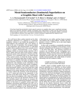 Metal-Semiconductor (Semimetal) Superlattices on a Graphite Sheet with Vacancies L