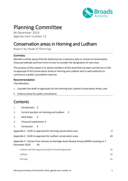 Conservation Areas in Horning and Ludham Report by Head of Planning