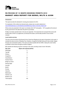 Long Term Mooring Price Review for Sites Within the Kennet & Avon Group