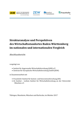 Strukturanalyse Und Perspektiven Des Wirtschaftsstandortes Baden-Württemberg Im Nationalen Und Internationalen Vergleich