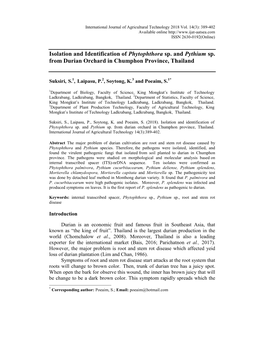 Isolation and Identification of Phytophthora Sp. and Pythium Sp