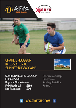 Charlie Hodgson International Summer Rugby Camp