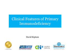 Clinical Features of Primary Immunodeficiency