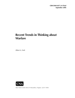 Recent Trends in Thinking About Warfare