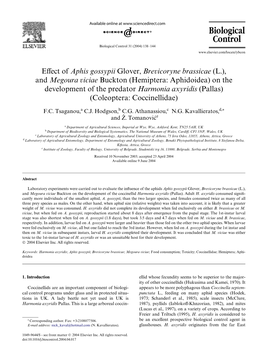 Effect of Aphis Gossypii Glover, Brevicoryne Brassicae (L.), And