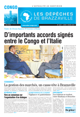 D'importants Accords Signés Entre Le Congo Et L'italie