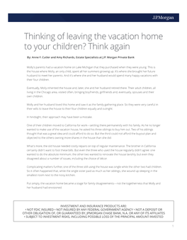 Thinking of Leaving the Vacation Home to Your Children? Think Again