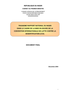 Republique Du Niger Troisieme Rapport National Du Niger