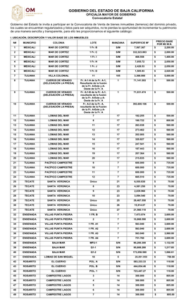 GOBIERNO DEL ESTADO DE BAJA CALIFORNIA OFICIALÍA MAYOR DE GOBIERNO Convocatoria Estatal