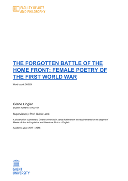 Female Poetry of the First World War