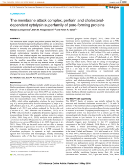 The Membrane Attack Complex, Perforin and Cholesterol-Dependent Cytolysin Superfamily of Pore-Forming Proteins