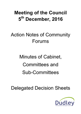Meeting of the Council 5 December, 2016 Action Notes of Community
