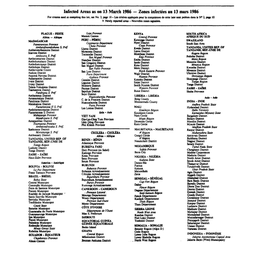 Infected Areas As on 13 March 1986 — Zones Infectées Au 13 Mars 1986