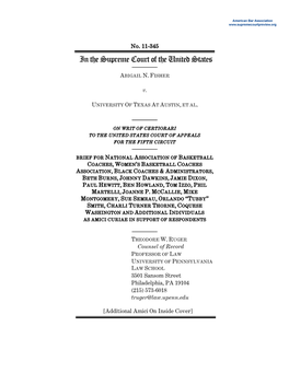 Brief of Respondent for Fisher V. University of Texas at Austin; 11-345