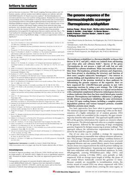 The Genome Sequence of the Thermoacidophilic Scavenger