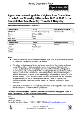 (Public Pack)Agenda Document for Keighley Area Committee, 03/12