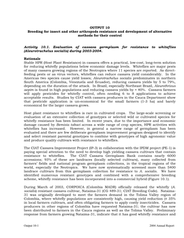 OUTPUT 10 Breeding for Insect and Other Arthropods Resistance and Development of Alternative Methods for Their Control Activity