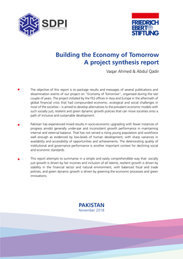 Economy of Tomorrow a Project Synthesis Report Vaqar Ahmed & Abdul Qadir