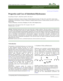 Properties and Uses of Substituted Hydrazones