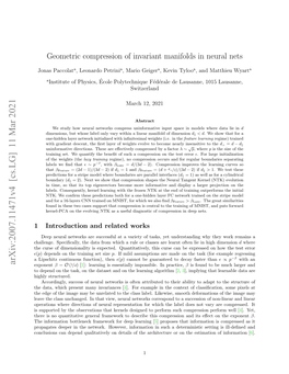 Geometric Compression of Invariant Manifolds in Neural Nets