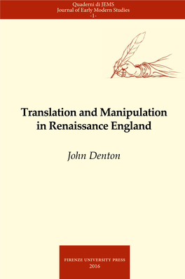 Translation and Manipulation in Renaissance England