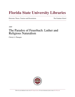 The Paradox of Feuerbach: Luther and Religious Naturalism Christy L