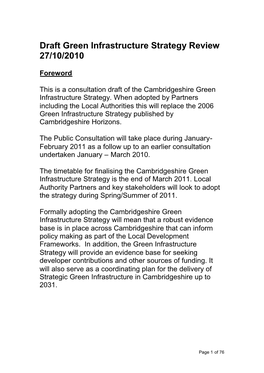 Draft Green Infrastructure Strategy Review 27/10/2010