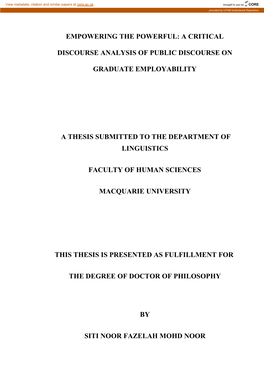 A Critical Discourse Analysis of Public Discourse on Graduate Employability Abstract