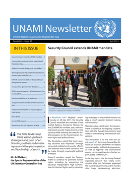 UNAMI Newsletter United Nations Assistance Mission for Iraq