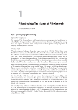 Fijian Society: the Islands of Fiji (General)