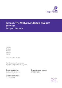 Fernlea, the Wishart Anderson (Support Service) Support Service