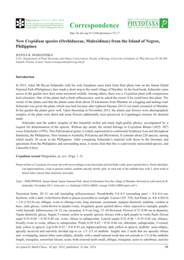 New Crepidium Species (Orchidaceae, Malaxidinae) from the Island of Negros, Philippines