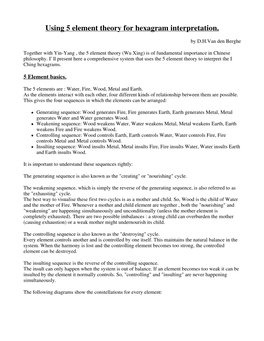 Using 5 Element Theory for Hexagram Interpretation