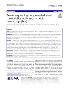 Exome Sequencing Study Revealed Novel