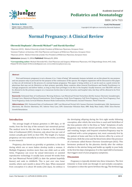 Normal Pregnancy: a Clinical Review