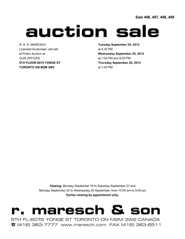 Sale 496, 497, 498, 499 Auction Sale R