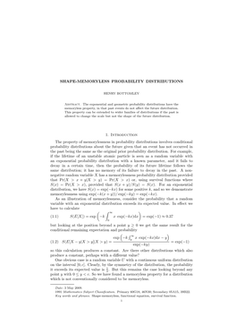 Shape-Memoryless Probability Distributions 1